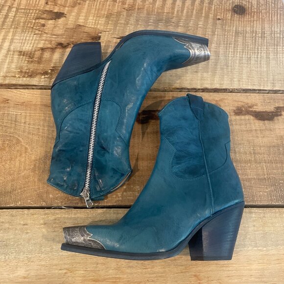 Free People Brayden Western Boot NWOT in Petrol Blue Size 37.5 (US 7) - Picture 6 of 13